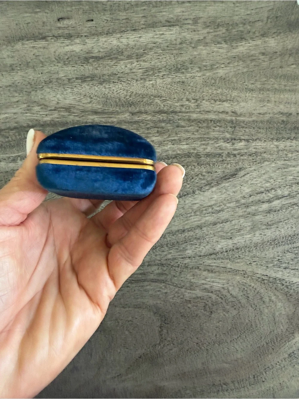 Vintage Velvet Jewelry Case Cosmetic Bag - Navy Blue